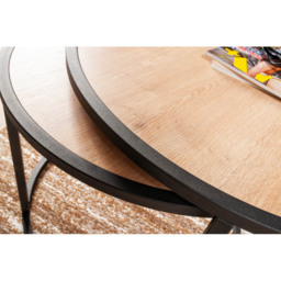 Decorotika Tambur Sapphire Oak and Black Round Nest of Coffee Tables Set of 2 - Size: 43 x 66 x 60cm - Multi - Wilko - thumbnail 4