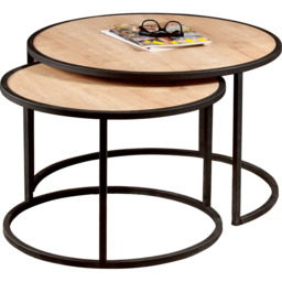 Decorotika Tambur Sapphire Oak and Black Round Nest of Coffee Tables Set of 2 - Size: 43 x 66 x 60cm - Multi - Wilko - thumbnail 3