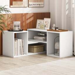 Costway 2 Piece White Modern Multifunctional Console TV Unit - Size: 89 x 39 x 17cm - Wilko - thumbnail 1