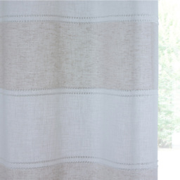 Tyrone Textiles Santorini Natural Linen Look Striped Eyelet Voile Panel Curtains 140 x 183cm - Size: W 140 x D 183cm - Wilko - thumbnail 4