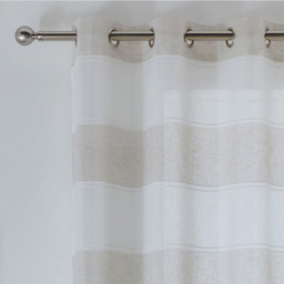 Tyrone Textiles Santorini Natural Linen Look Striped Eyelet Voile Panel Curtains 140 x 183cm - Size: W 140 x D 183cm - Wilko - thumbnail 3