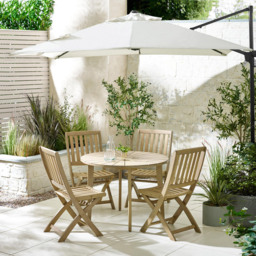 Furniturebox Jarrow and Essen 4 Seater Round Wooden Dining Set Light Teak - Brown - Wilko - thumbnail 6