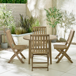 Furniturebox Jarrow and Essen 4 Seater Round Wooden Dining Set Light Teak - Brown - Wilko - thumbnail 7