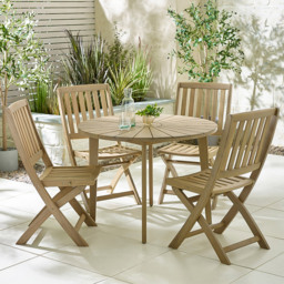Furniturebox Jarrow and Essen 4 Seater Round Wooden Dining Set Light Teak - Brown - Wilko - thumbnail 1