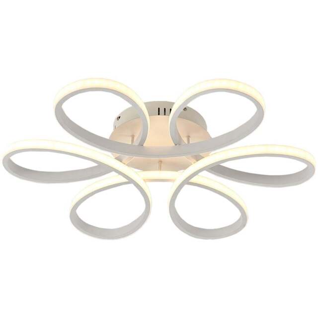 Living and Home 23 inch White 6 Light Petal Shaped LED Ceiling Light with Remote - Size: 10 x 58 x 58cm - Wilko - image 1