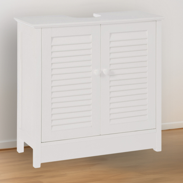 Premier Housewares White Wood Under-Sink Bathroom Cabinet - Size: 60 x 30 x 60cm - Wilko - image 1