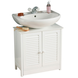 Premier Housewares White Wood Under-Sink Bathroom Cabinet - Size: 60 x 30 x 60cm - Wilko - thumbnail 4
