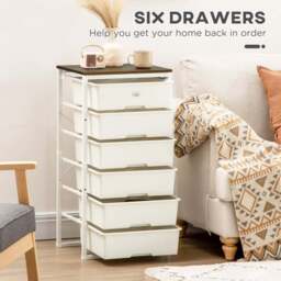 Portland White 6 Drawer Storage Cabinet - Size: 41.5 x 33 x 82cm - Wilko - thumbnail 7