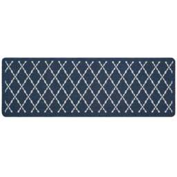 My Mat Arbor Navy Diamond Stain Resistant Runner 67 x 200cm - Size: 67 x 200 x 2cm - Blue - Wilko - thumbnail 1