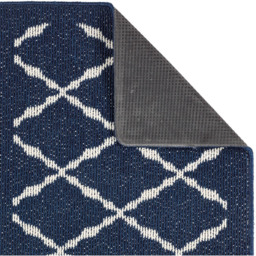 My Mat Arbor Navy Diamond Stain Resistant Runner 67 x 200cm - Size: 67 x 200 x 2cm - Blue - Wilko - thumbnail 4