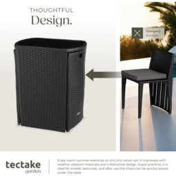 tectake Hamburg 2 Seater Rattan Garden Bistro Set Black - Wilko - thumbnail 5