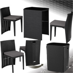 tectake Hamburg 2 Seater Rattan Garden Bistro Set Black - Wilko - thumbnail 3