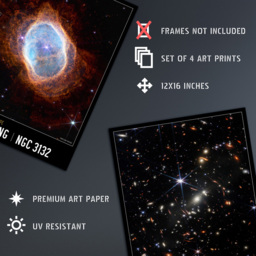 Artery8 NASA James Webb Space Telescope Southern Ring Carina Nebula Wall Art Print 30 x 41cm 4 Pack - Size: 40.5 x 30.5 x 0.3cm - Multi - Wilko - thumbnail 5
