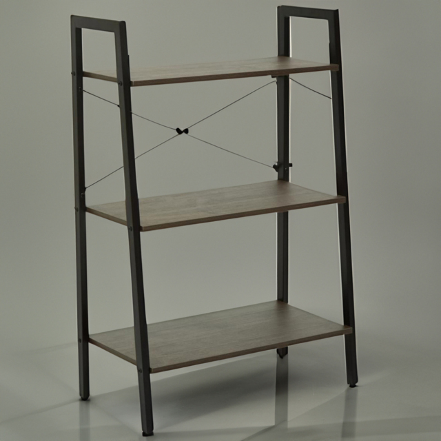 Premier Housewares Bradbury 3 Shelf Dark Oak Veneer Ladder Bookshelf - Brown - Interiors by Premier - Wilko - image 1