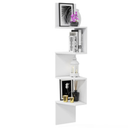 Decorotika Desaldo 4 Shelf White Corner Wall Mounted Shelving Unit - Size: 155.2 x 29.6 x 29.6cm - Wilko - thumbnail 4