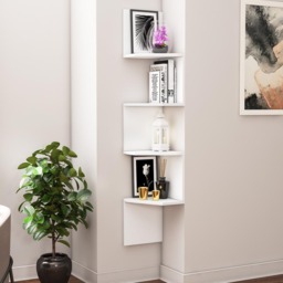 Decorotika Desaldo 4 Shelf White Corner Wall Mounted Shelving Unit - Size: 155.2 x 29.6 x 29.6cm - Wilko - thumbnail 7
