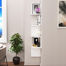 Decorotika Desaldo 4 Shelf White Corner Wall Mounted Shelving Unit - Size: 155.2 x 29.6 x 29.6cm - Wilko - thumbnail 6