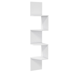 Decorotika Desaldo 4 Shelf White Corner Wall Mounted Shelving Unit - Size: 155.2 x 29.6 x 29.6cm - Wilko - thumbnail 3