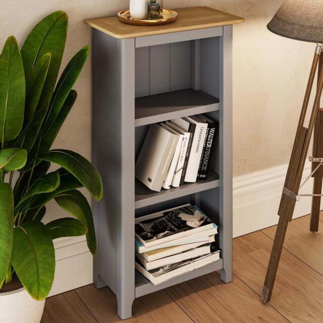 FWStyle Taberno 3 Shelf Dove Grey and Oak Bookcase - Wilko - image 1