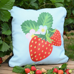 Summerhouse by Navigate Aqua Navy Strawberries and Cream Double Sided Cushion - Size: 16 x 45 x 45cm - Blue - Wilko - thumbnail 3