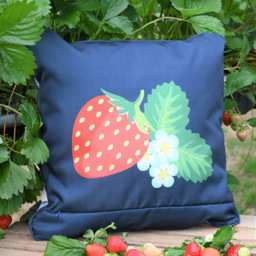 Summerhouse by Navigate Aqua Navy Strawberries and Cream Double Sided Cushion - Size: 16 x 45 x 45cm - Blue - Wilko - thumbnail 5