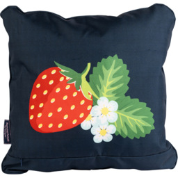 Summerhouse by Navigate Aqua Navy Strawberries and Cream Double Sided Cushion - Size: 16 x 45 x 45cm - Blue - Wilko - thumbnail 4