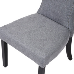 Living and Home Set of 2 Grey Linen Upholstered Dining Chairs - Cream - Wilko - thumbnail 7