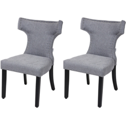 Living and Home Set of 2 Grey Linen Upholstered Dining Chairs - Cream - Wilko - thumbnail 3