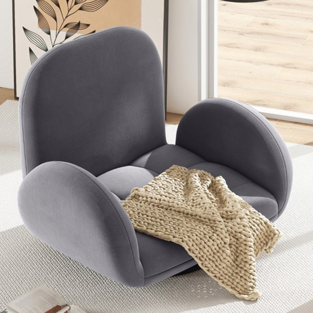 Costway Grey Adjustable Swivel Floor Chair with Backrest and Armrests - Size: Single - Wilko - image 1