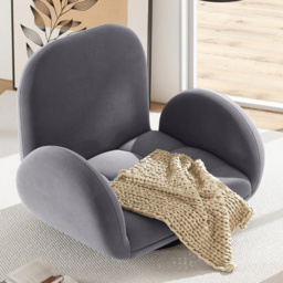 Costway Grey Adjustable Swivel Floor Chair with Backrest and Armrests - Size: Single - Wilko - thumbnail 1