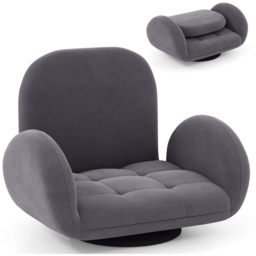 Costway Grey Adjustable Swivel Floor Chair with Backrest and Armrests - Size: Single - Wilko - thumbnail 3