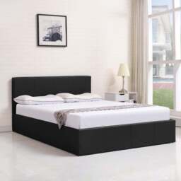 Portland Kosy Koala Single Black Leather Pine Wood Gas Lift Ottoman Bed - Wilko