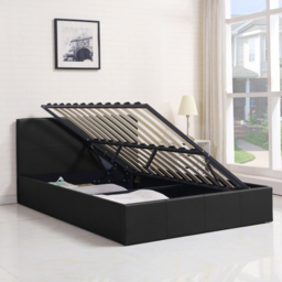 Portland Kosy Koala Single Black Leather Pine Wood Gas Lift Ottoman Bed - Wilko - thumbnail 4
