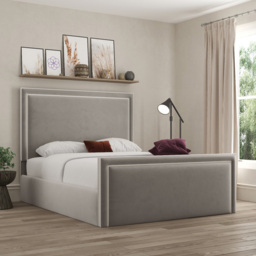 DS Living Verona Double Plush Pebble Piping Ottoman Bed - Grey - Wilko - thumbnail 5