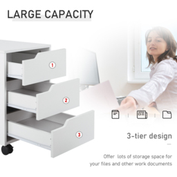 Portland 3 Drawer White File Cabinet with Wheels - Size: 3 Drawers - Wilko - thumbnail 6