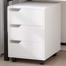 Portland 3 Drawer White File Cabinet with Wheels - Size: 3 Drawers - Wilko