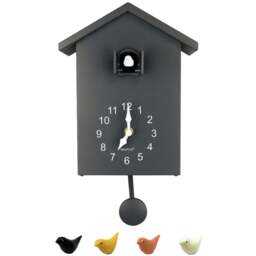 Walplus Grey Cuckoo Window Clock with Removable Pendulum 25cm - Size: 25 x 10 x 2cm - Wilko