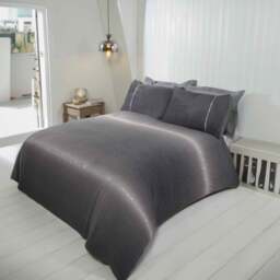 Rapport Home Diamante Double Grey Teddy Fleece Duvet Cover Set - Silver - Wilko