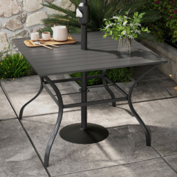 Outsunny 4 Seater Slatted Metal Plate Top Garden Dining Table Dark Grey - Size: 101 x 10 x 102cm - Wilko - thumbnail 1