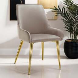Tectake Avane Set of 2 Taupe Velvet Padded High Backrest Dining Chair - Grey - Wilko