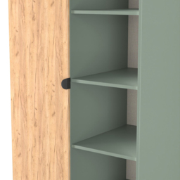 Crowndale Bora Single Door 6 Shelf Gold Oak and Reed Green Double Wardrobe - Wilko - thumbnail 7