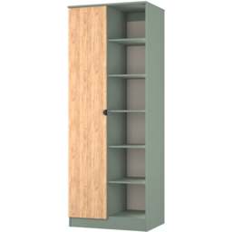 Crowndale Bora Single Door 6 Shelf Gold Oak and Reed Green Double Wardrobe - Wilko - thumbnail 5