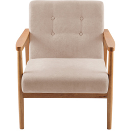 Living and Home Wood Upholstered Armchair - Size: Single - Cream - Wilko - thumbnail 3