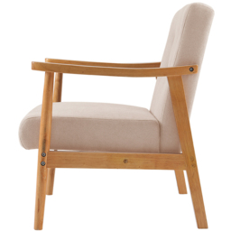 Living and Home Wood Upholstered Armchair - Size: Single - Cream - Wilko - thumbnail 4