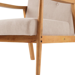Living and Home Wood Upholstered Armchair - Size: Single - Cream - Wilko - thumbnail 7