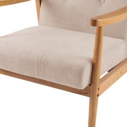 Living and Home Wood Upholstered Armchair - Size: Single - Cream - Wilko - thumbnail 6