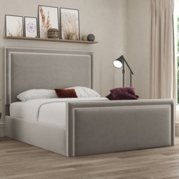 DS Living Verona Small Double Plush Pebble Piping Bed Frame - Grey - Wilko - thumbnail 1