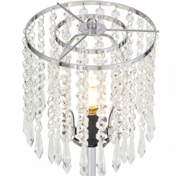 Living and Home E27 Screw Silver Crystal Beaded Shade Table Lamp 45cm - Size: 45 x 20 x 20cm - Silvery + Clear - Wilko - thumbnail 4