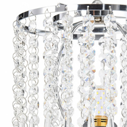 Living and Home E27 Screw Silver Crystal Beaded Shade Table Lamp 45cm - Size: 45 x 20 x 20cm - Silvery + Clear - Wilko - thumbnail 5