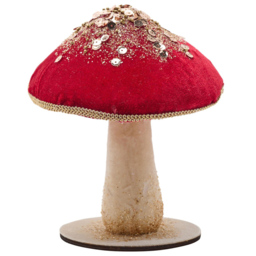 The Christmas Gift Co Red Velvet Mushroom 17cm - Size: 17 x 15 x 15cm - The Christmas Gift Co. - Wilko
